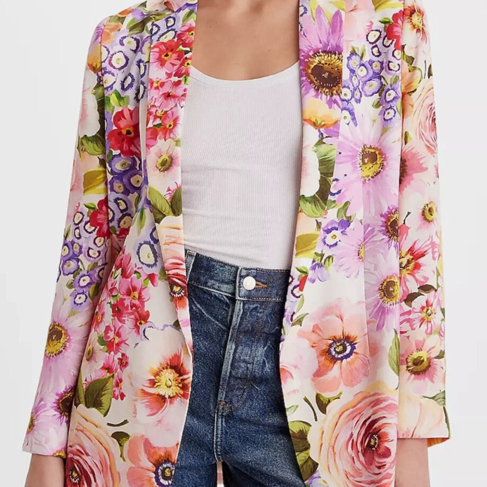 Express Floral Boyfriend Blazer